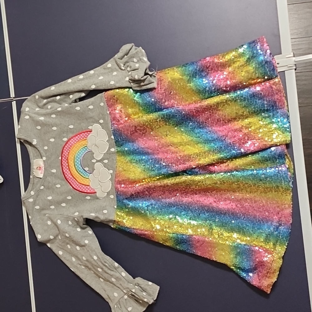RuffleGirl size 7 rainbow sequin dress